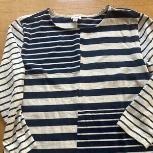 J Crew Navy and white Cotton long sleeve shirt